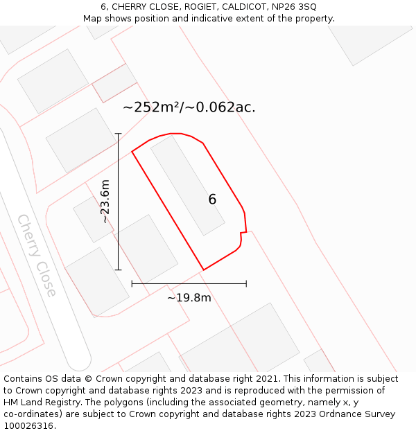 6, CHERRY CLOSE, ROGIET, CALDICOT, NP26 3SQ: Plot and title map