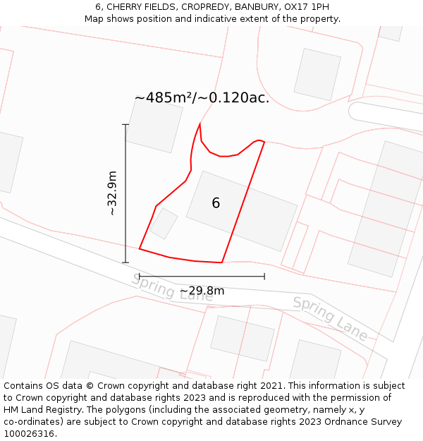 6, CHERRY FIELDS, CROPREDY, BANBURY, OX17 1PH: Plot and title map