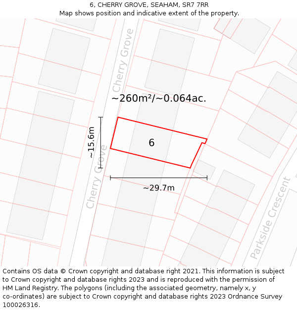 6, CHERRY GROVE, SEAHAM, SR7 7RR: Plot and title map