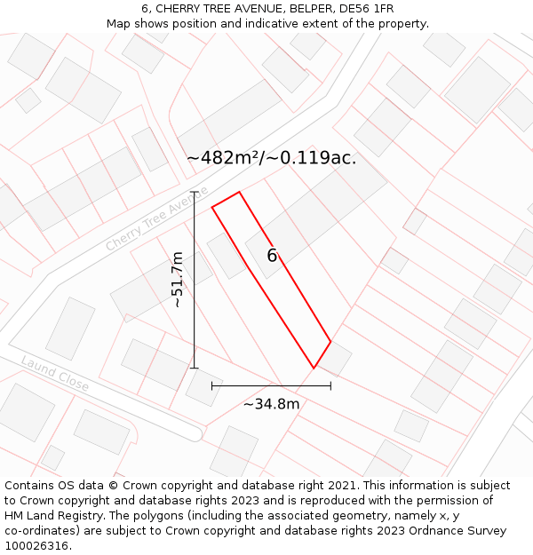 6, CHERRY TREE AVENUE, BELPER, DE56 1FR: Plot and title map