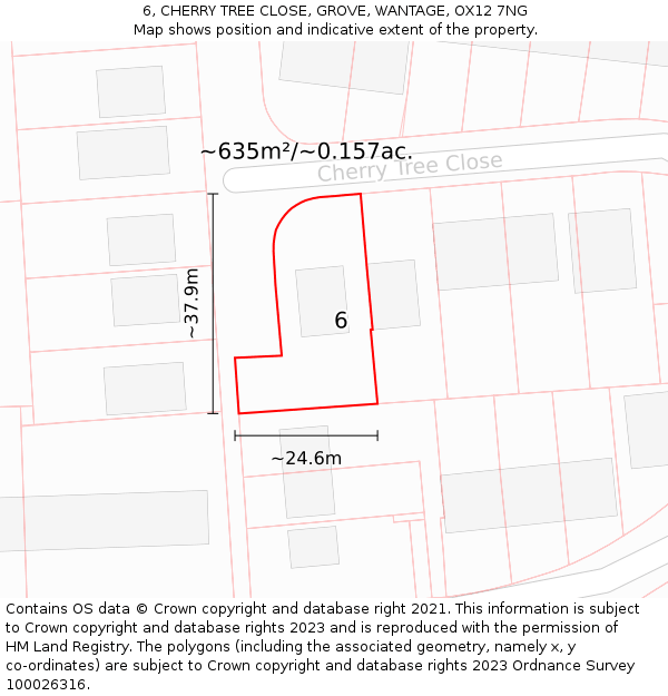 6, CHERRY TREE CLOSE, GROVE, WANTAGE, OX12 7NG: Plot and title map