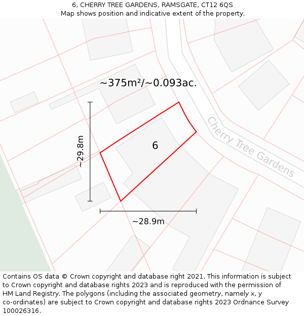 6, CHERRY TREE GARDENS, RAMSGATE, CT12 6QS: Plot and title map