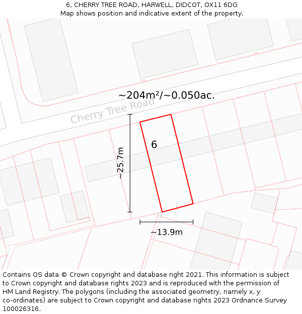 6, CHERRY TREE ROAD, HARWELL, DIDCOT, OX11 6DG: Plot and title map