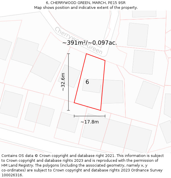 6, CHERRYWOOD GREEN, MARCH, PE15 9SR: Plot and title map