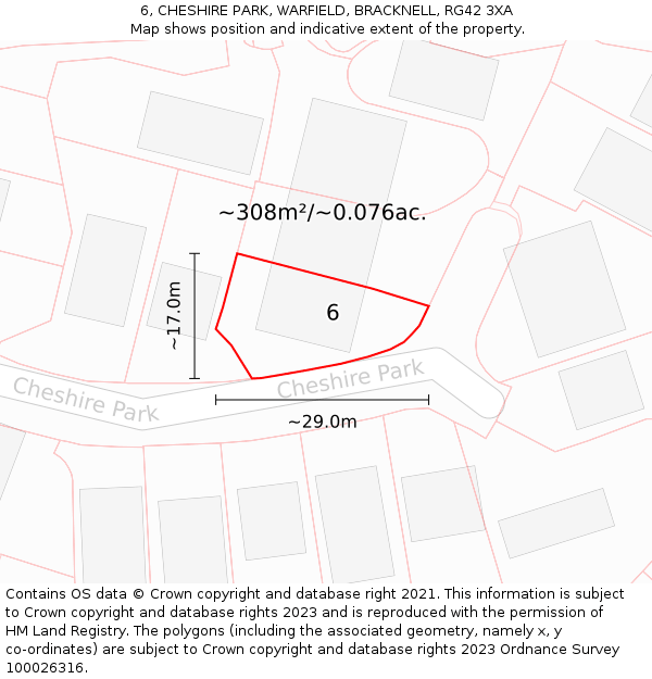 6, CHESHIRE PARK, WARFIELD, BRACKNELL, RG42 3XA: Plot and title map