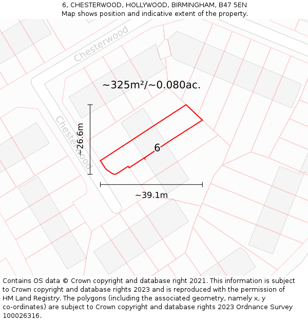 6, CHESTERWOOD, HOLLYWOOD, BIRMINGHAM, B47 5EN: Plot and title map