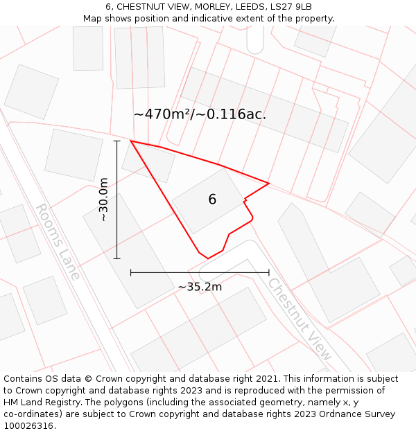 6, CHESTNUT VIEW, MORLEY, LEEDS, LS27 9LB: Plot and title map