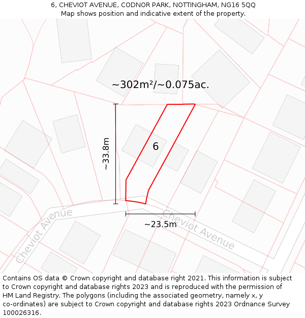 6, CHEVIOT AVENUE, CODNOR PARK, NOTTINGHAM, NG16 5QQ: Plot and title map