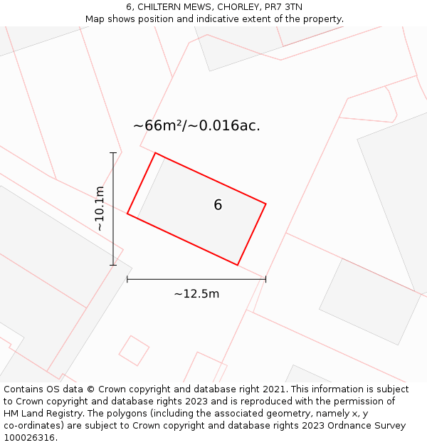 6, CHILTERN MEWS, CHORLEY, PR7 3TN: Plot and title map