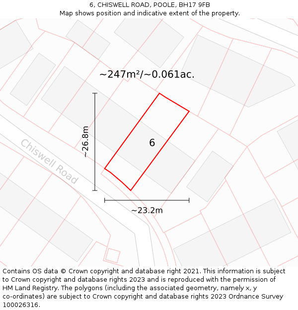 6, CHISWELL ROAD, POOLE, BH17 9FB: Plot and title map