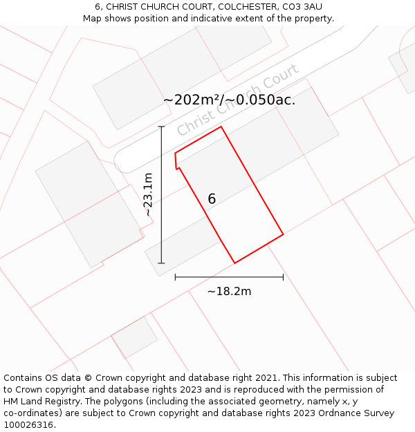 6, CHRIST CHURCH COURT, COLCHESTER, CO3 3AU: Plot and title map