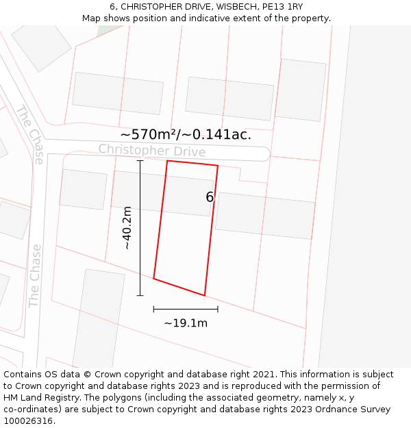 6, CHRISTOPHER DRIVE, WISBECH, PE13 1RY: Plot and title map