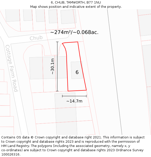 6, CHUB, TAMWORTH, B77 1NU: Plot and title map