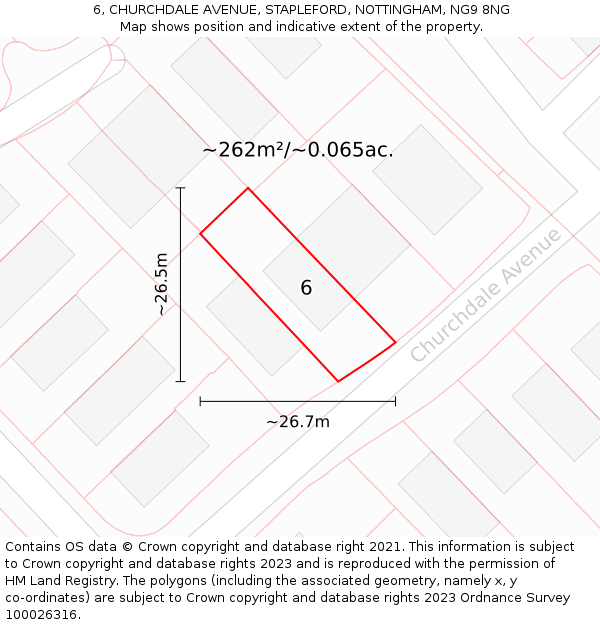 6, CHURCHDALE AVENUE, STAPLEFORD, NOTTINGHAM, NG9 8NG: Plot and title map
