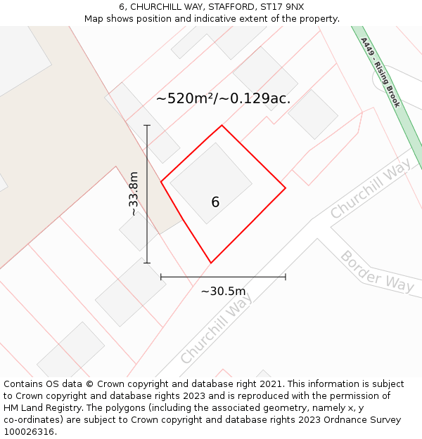 6, CHURCHILL WAY, STAFFORD, ST17 9NX: Plot and title map
