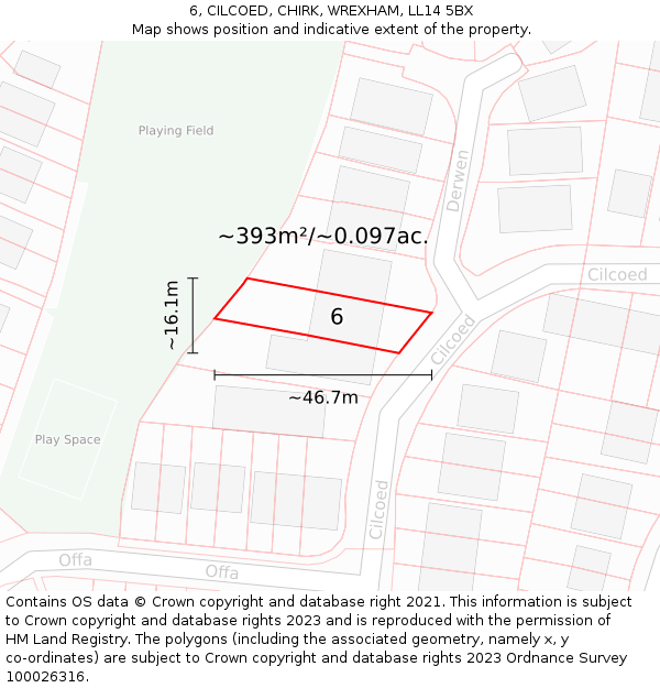 6, CILCOED, CHIRK, WREXHAM, LL14 5BX: Plot and title map