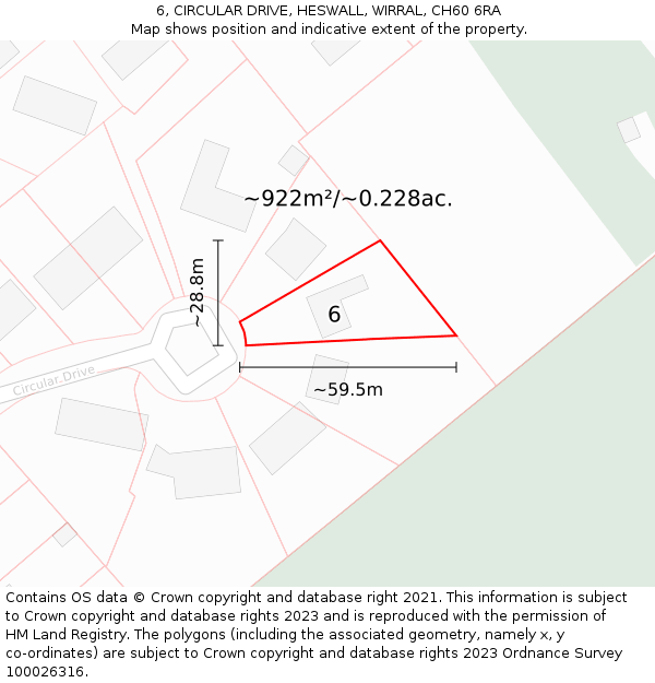 6, CIRCULAR DRIVE, HESWALL, WIRRAL, CH60 6RA: Plot and title map