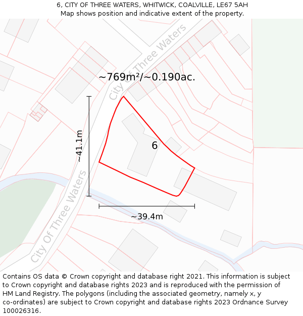 6, CITY OF THREE WATERS, WHITWICK, COALVILLE, LE67 5AH: Plot and title map