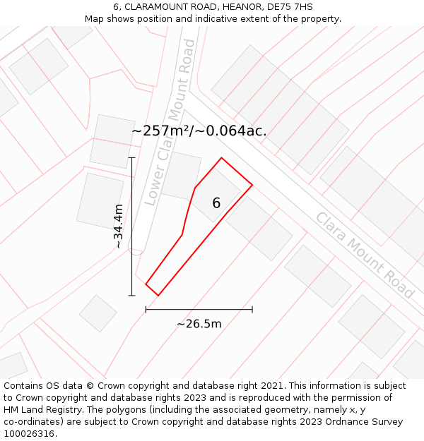 6, CLARAMOUNT ROAD, HEANOR, DE75 7HS: Plot and title map