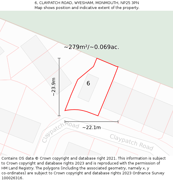 6, CLAYPATCH ROAD, WYESHAM, MONMOUTH, NP25 3PN: Plot and title map