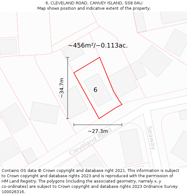 6, CLEVELAND ROAD, CANVEY ISLAND, SS8 0AU: Plot and title map