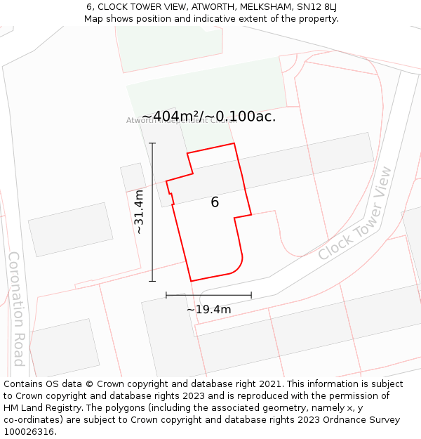 6, CLOCK TOWER VIEW, ATWORTH, MELKSHAM, SN12 8LJ: Plot and title map
