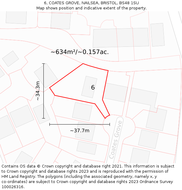 6, COATES GROVE, NAILSEA, BRISTOL, BS48 1SU: Plot and title map