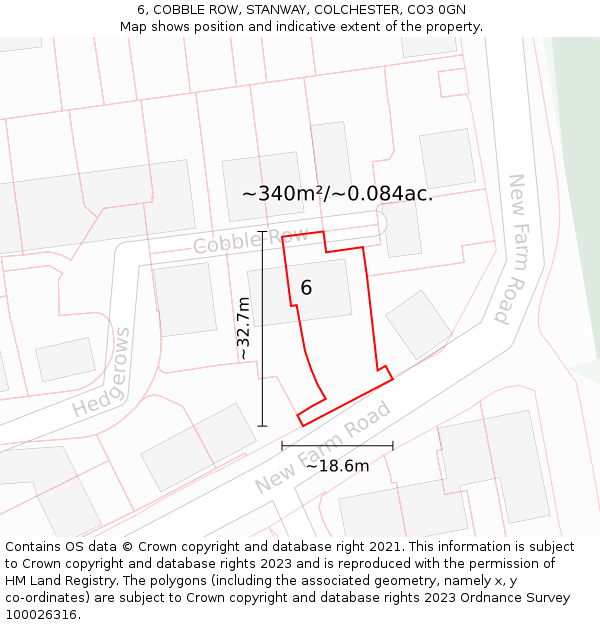 6, COBBLE ROW, STANWAY, COLCHESTER, CO3 0GN: Plot and title map