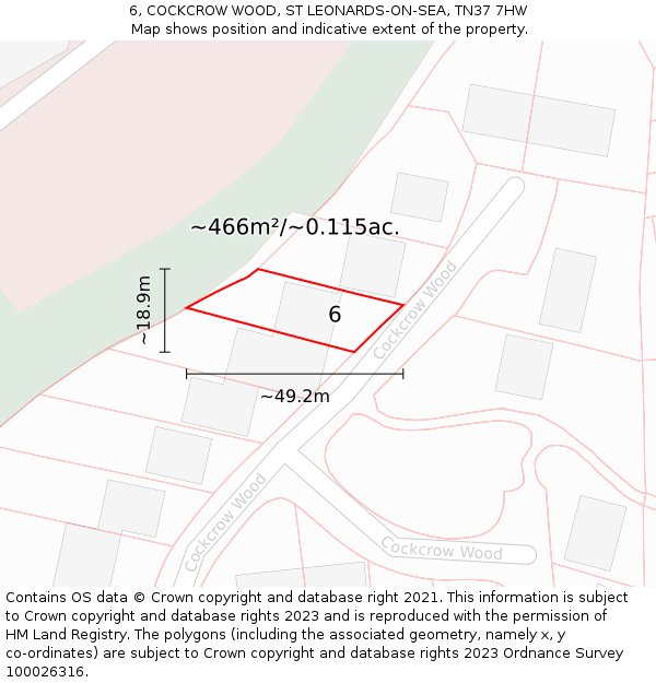 6, COCKCROW WOOD, ST LEONARDS-ON-SEA, TN37 7HW: Plot and title map