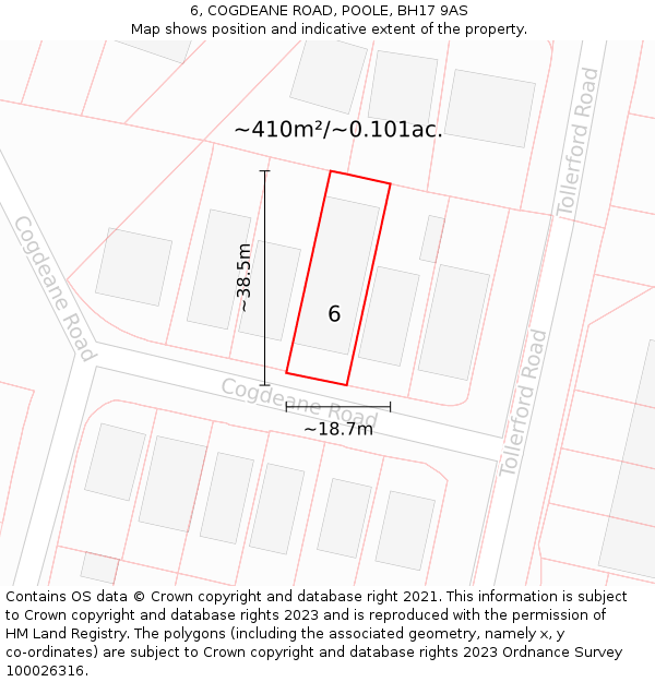 6, COGDEANE ROAD, POOLE, BH17 9AS: Plot and title map