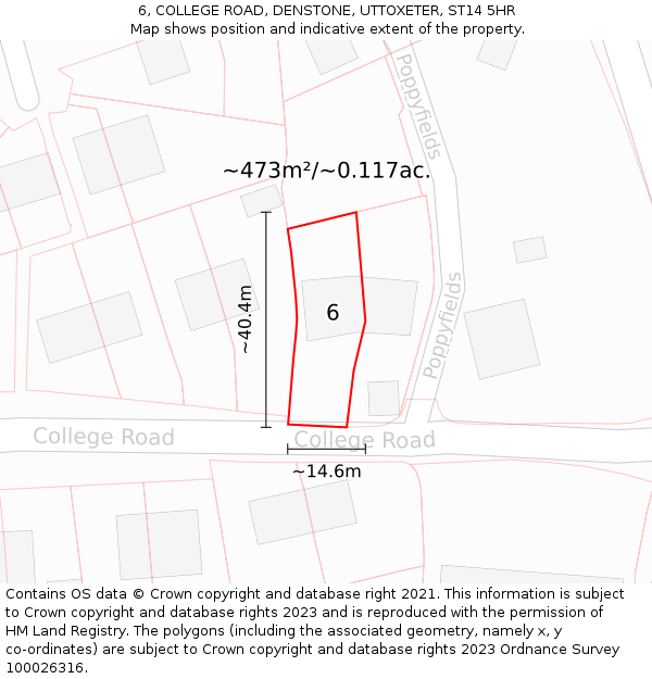 6, COLLEGE ROAD, DENSTONE, UTTOXETER, ST14 5HR: Plot and title map