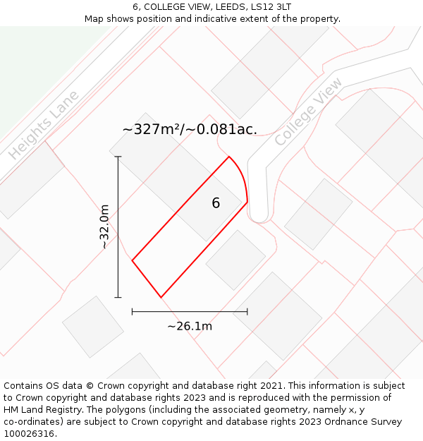 6, COLLEGE VIEW, LEEDS, LS12 3LT: Plot and title map