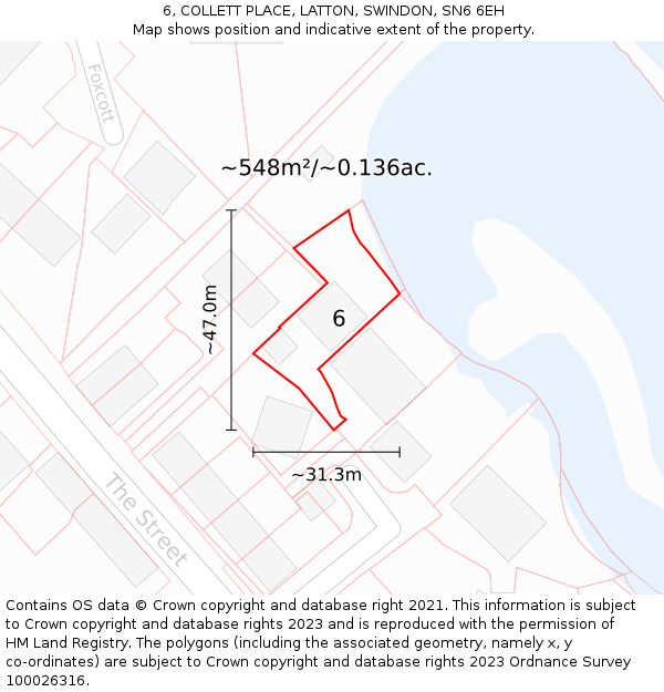 6, COLLETT PLACE, LATTON, SWINDON, SN6 6EH: Plot and title map