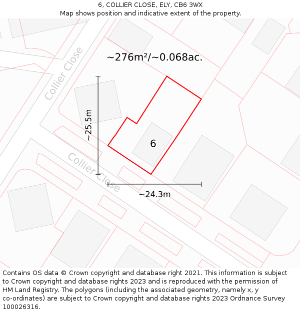 6, COLLIER CLOSE, ELY, CB6 3WX: Plot and title map