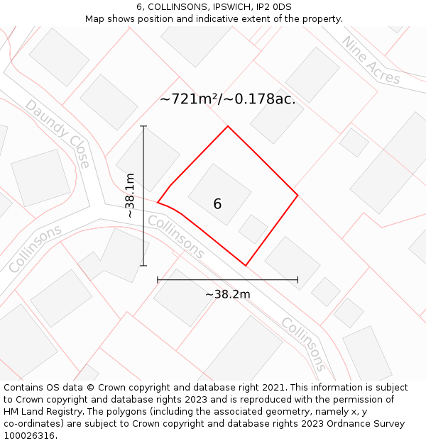 6, COLLINSONS, IPSWICH, IP2 0DS: Plot and title map