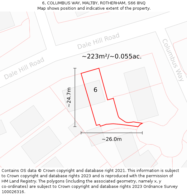 6, COLUMBUS WAY, MALTBY, ROTHERHAM, S66 8NQ: Plot and title map