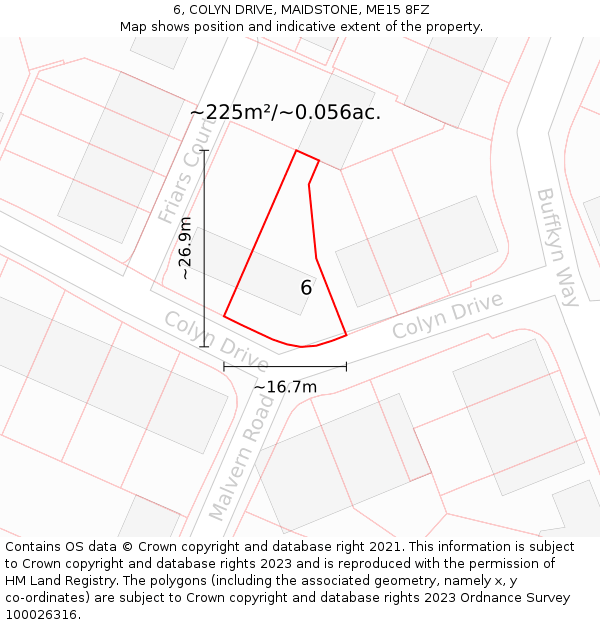 6, COLYN DRIVE, MAIDSTONE, ME15 8FZ: Plot and title map