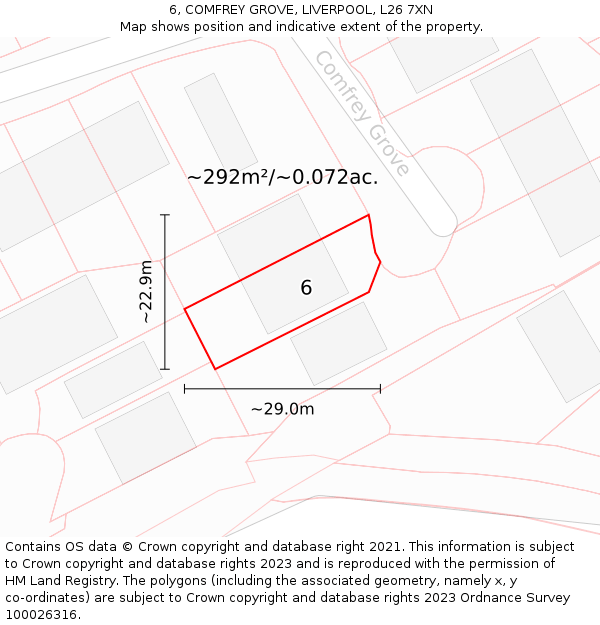 6, COMFREY GROVE, LIVERPOOL, L26 7XN: Plot and title map