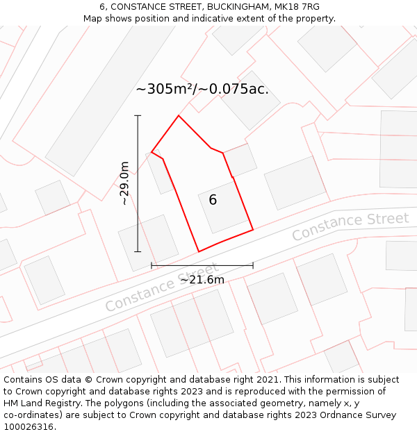 6, CONSTANCE STREET, BUCKINGHAM, MK18 7RG: Plot and title map