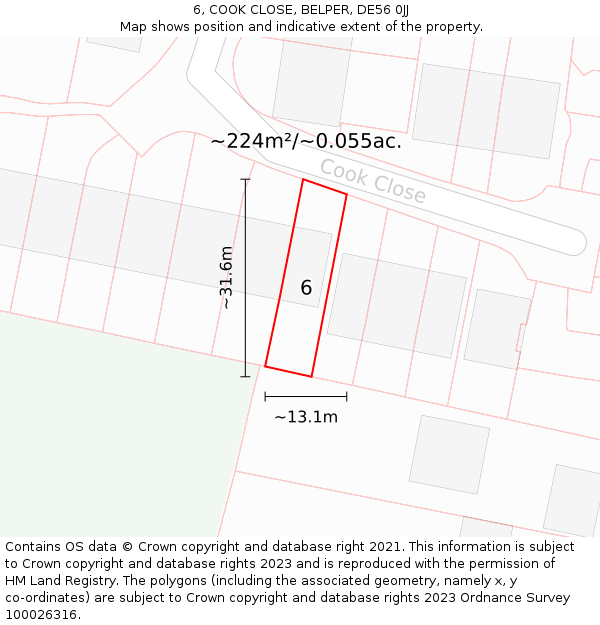 6, COOK CLOSE, BELPER, DE56 0JJ: Plot and title map