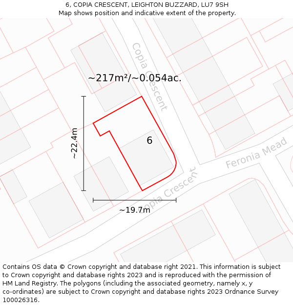 6, COPIA CRESCENT, LEIGHTON BUZZARD, LU7 9SH: Plot and title map