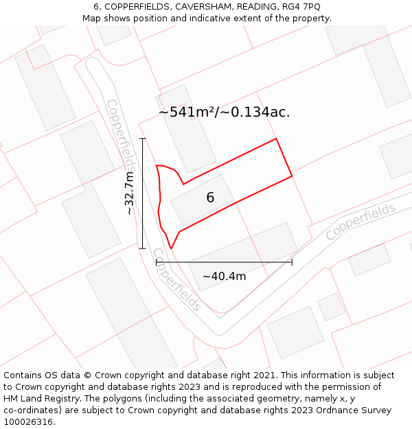 6, COPPERFIELDS, CAVERSHAM, READING, RG4 7PQ: Plot and title map