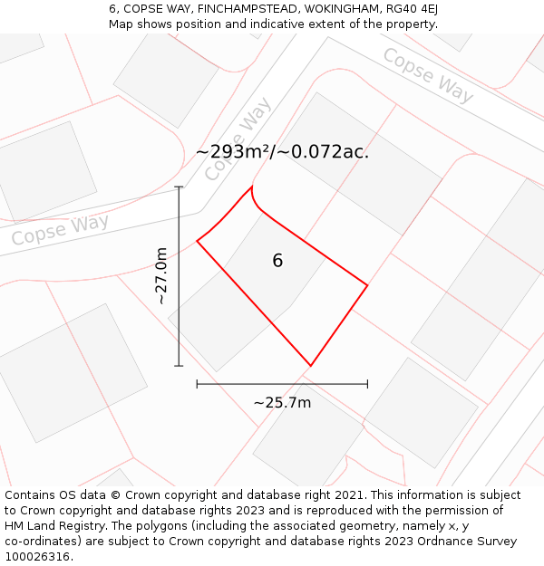 6, COPSE WAY, FINCHAMPSTEAD, WOKINGHAM, RG40 4EJ: Plot and title map