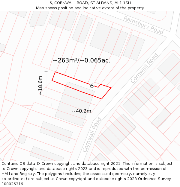 6, CORNWALL ROAD, ST ALBANS, AL1 1SH: Plot and title map