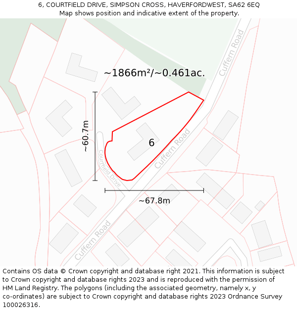 6, COURTFIELD DRIVE, SIMPSON CROSS, HAVERFORDWEST, SA62 6EQ: Plot and title map