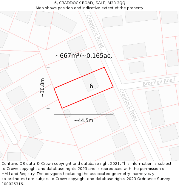 6, CRADDOCK ROAD, SALE, M33 3QQ: Plot and title map