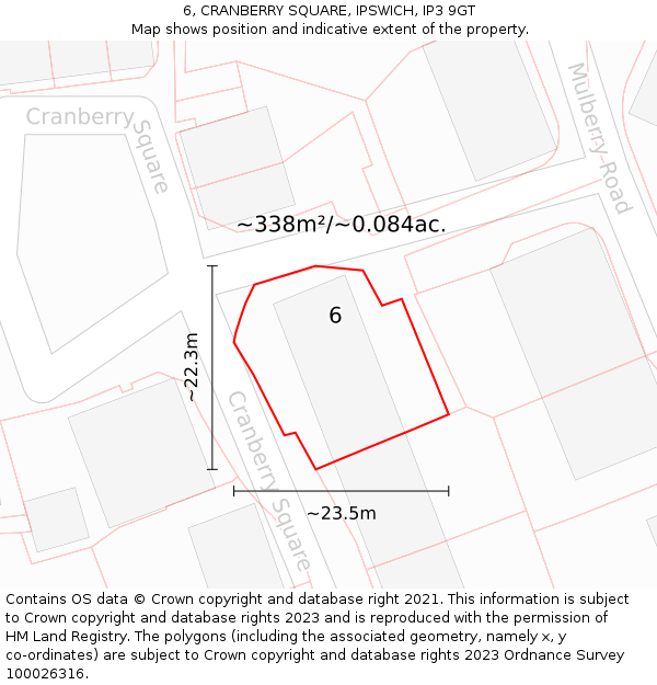 6, CRANBERRY SQUARE, IPSWICH, IP3 9GT: Plot and title map