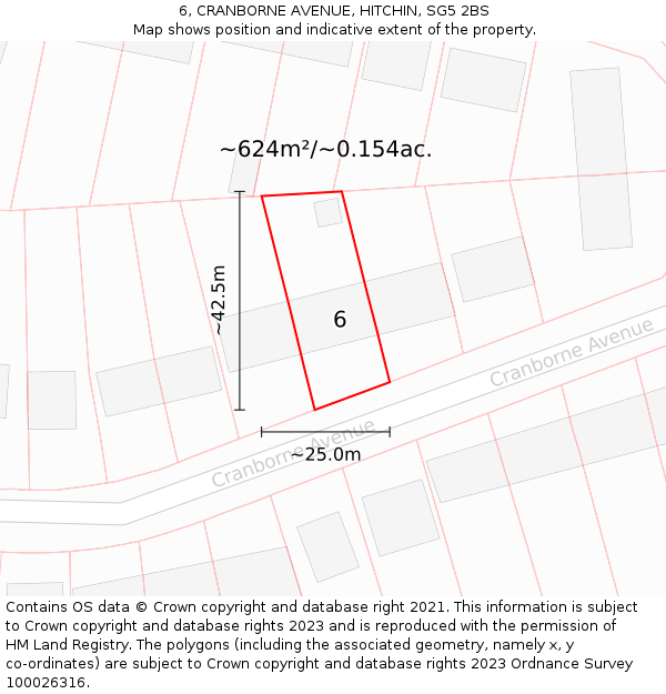 6, CRANBORNE AVENUE, HITCHIN, SG5 2BS: Plot and title map