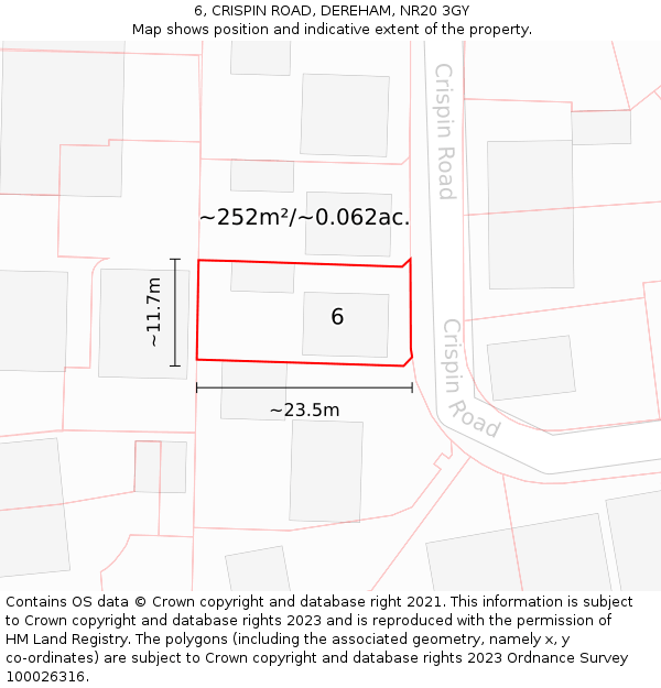 6, CRISPIN ROAD, DEREHAM, NR20 3GY: Plot and title map
