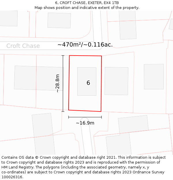 6, CROFT CHASE, EXETER, EX4 1TB: Plot and title map